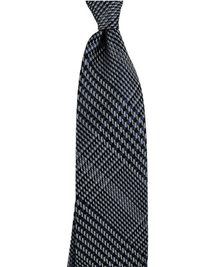 Tom Ford Silk Tie Black Silver Lavender Plaid Check - Wide Necktie