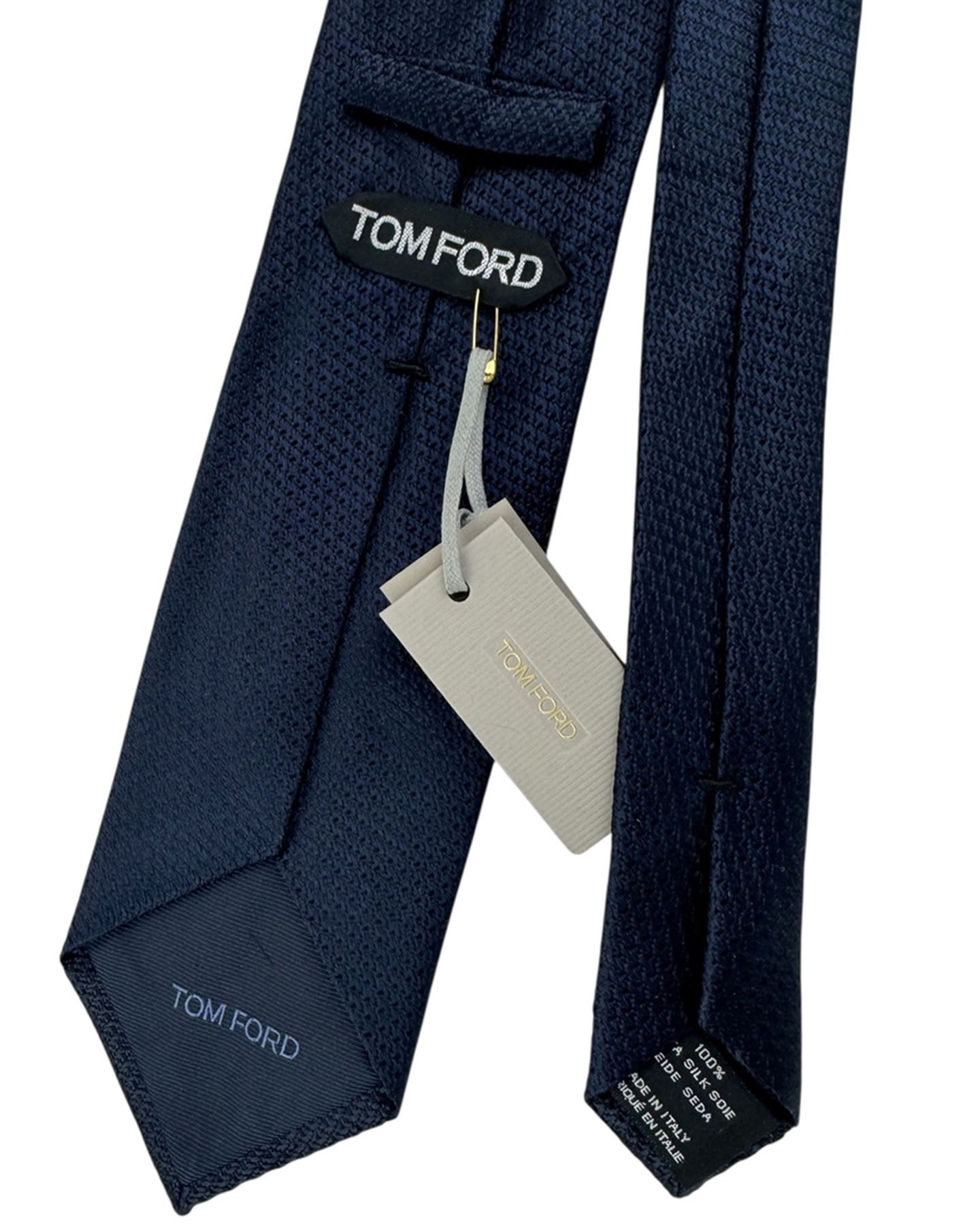 Tom Ford Silk Tie Dark Blue Solid Pattern