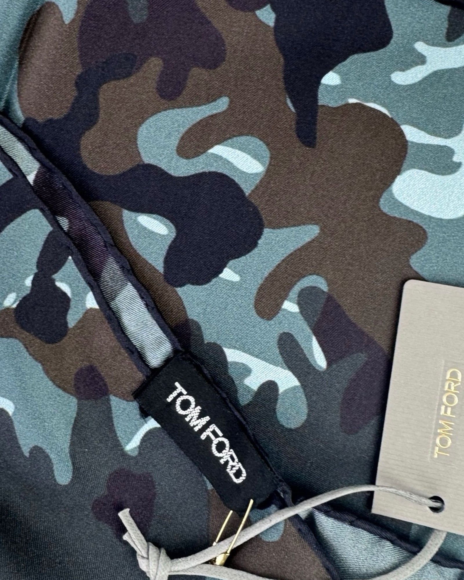 Tom Ford Silk Pocket Square Seagrass Camo