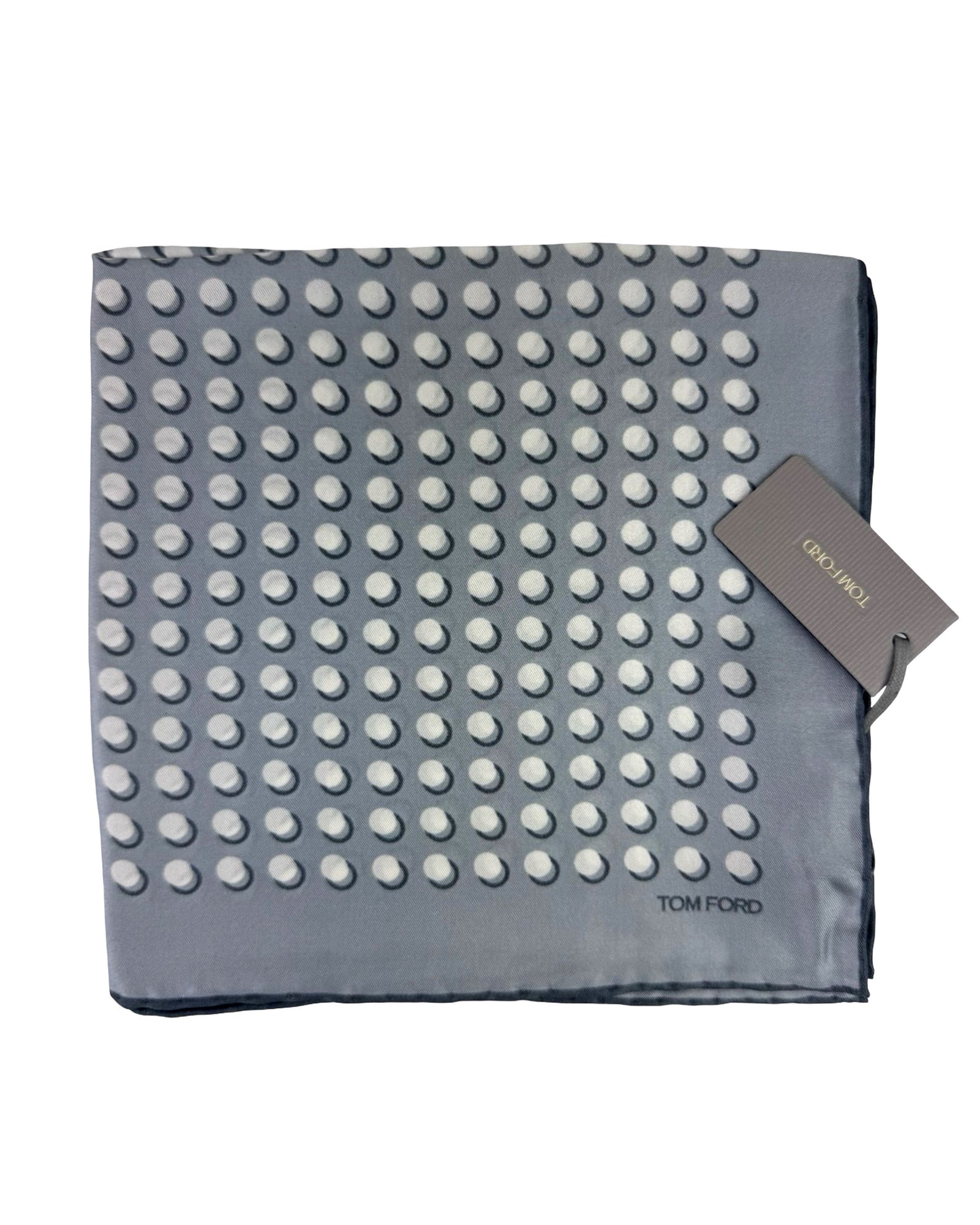 Tom Ford Pocket Square Gray White Dots