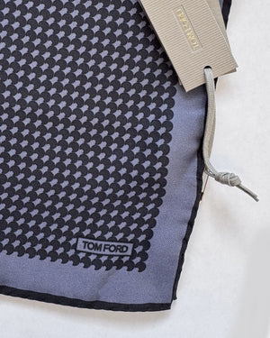 Tom Ford Silk Pocket Square Gray Black Design
