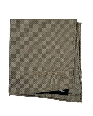 Tom Ford Silk Pocket Square Taupe Grosgrain SALE