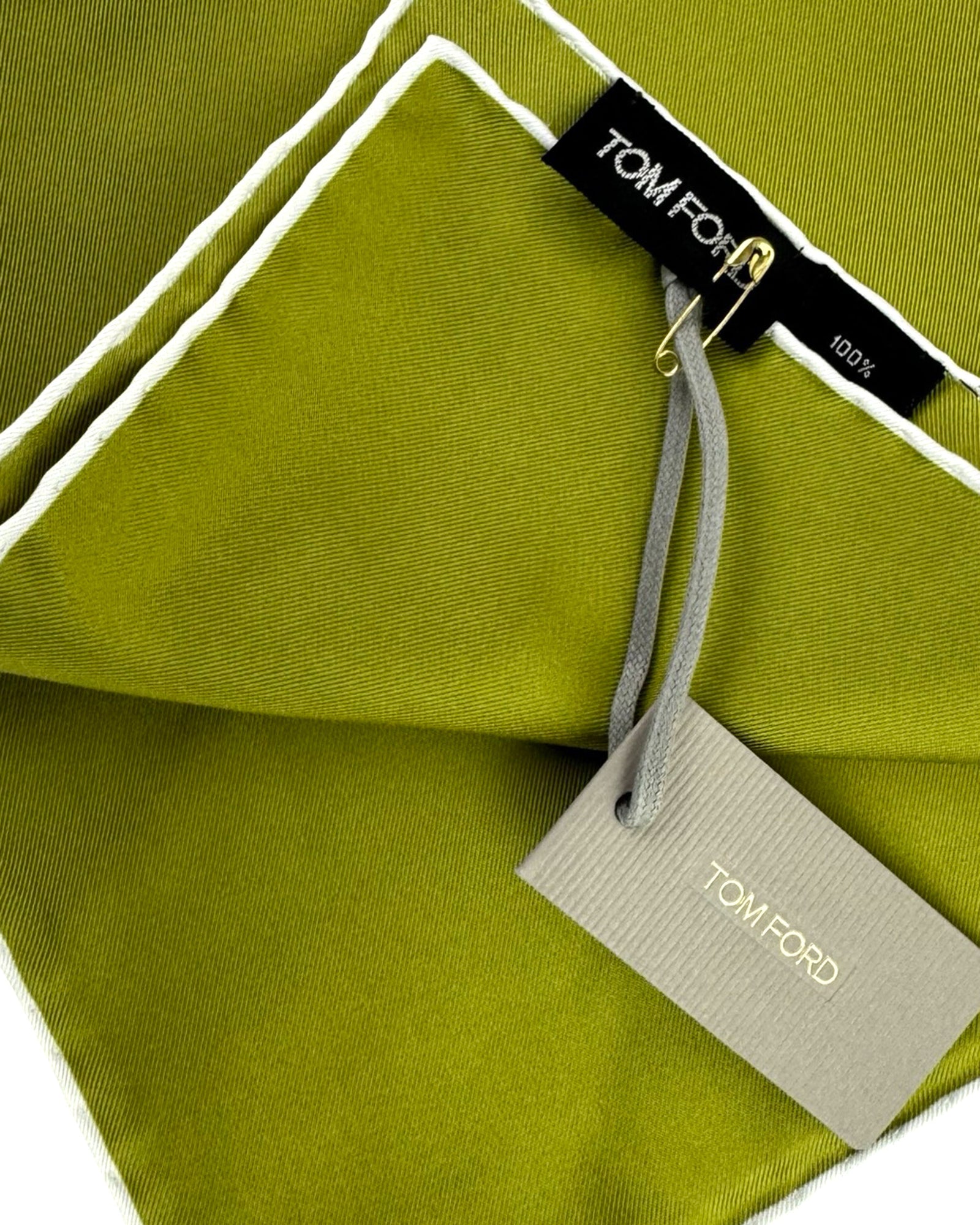 Tom Ford Silk Pocket Square Olive