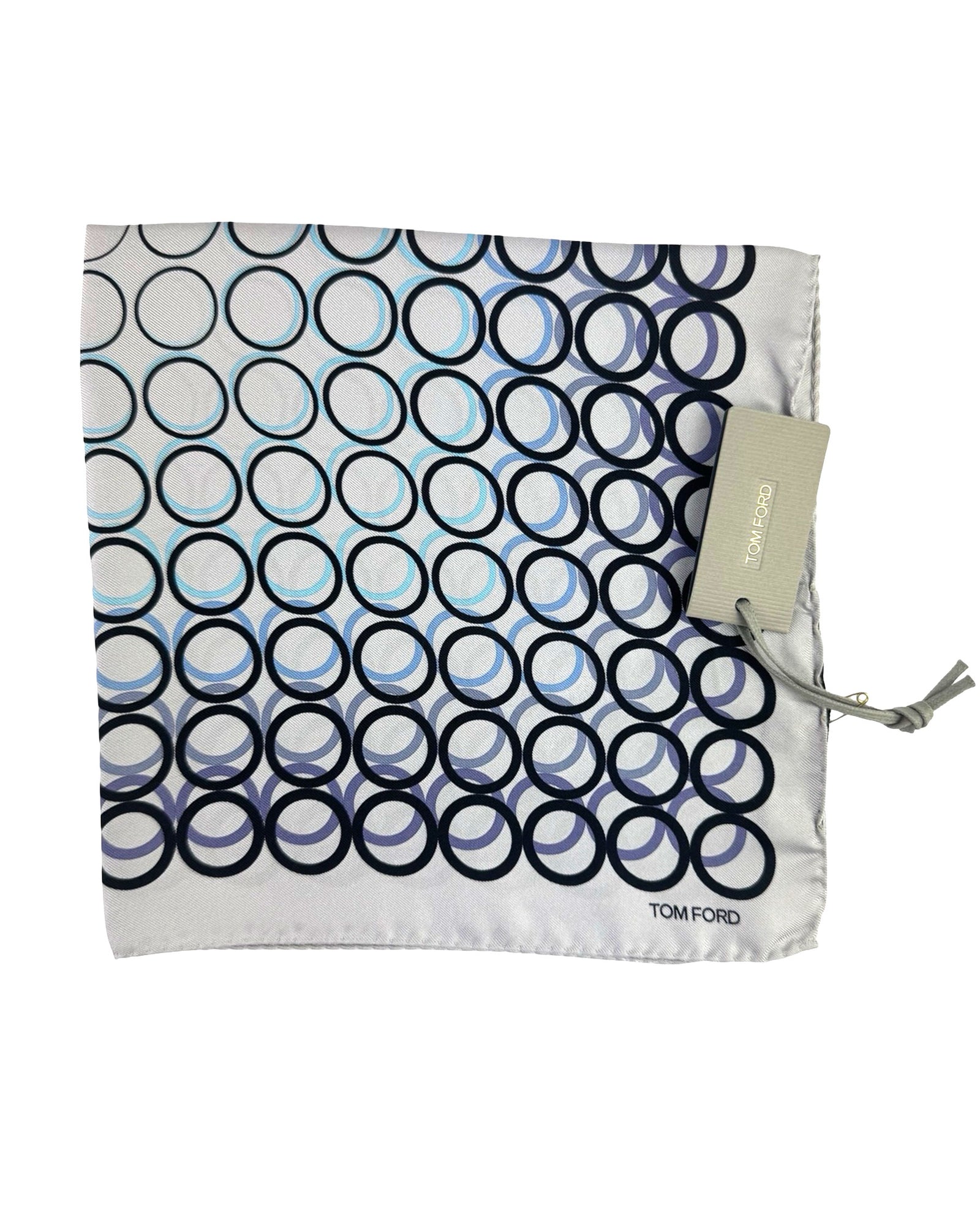 Tom Ford Silk Pocket Square Gray Circles