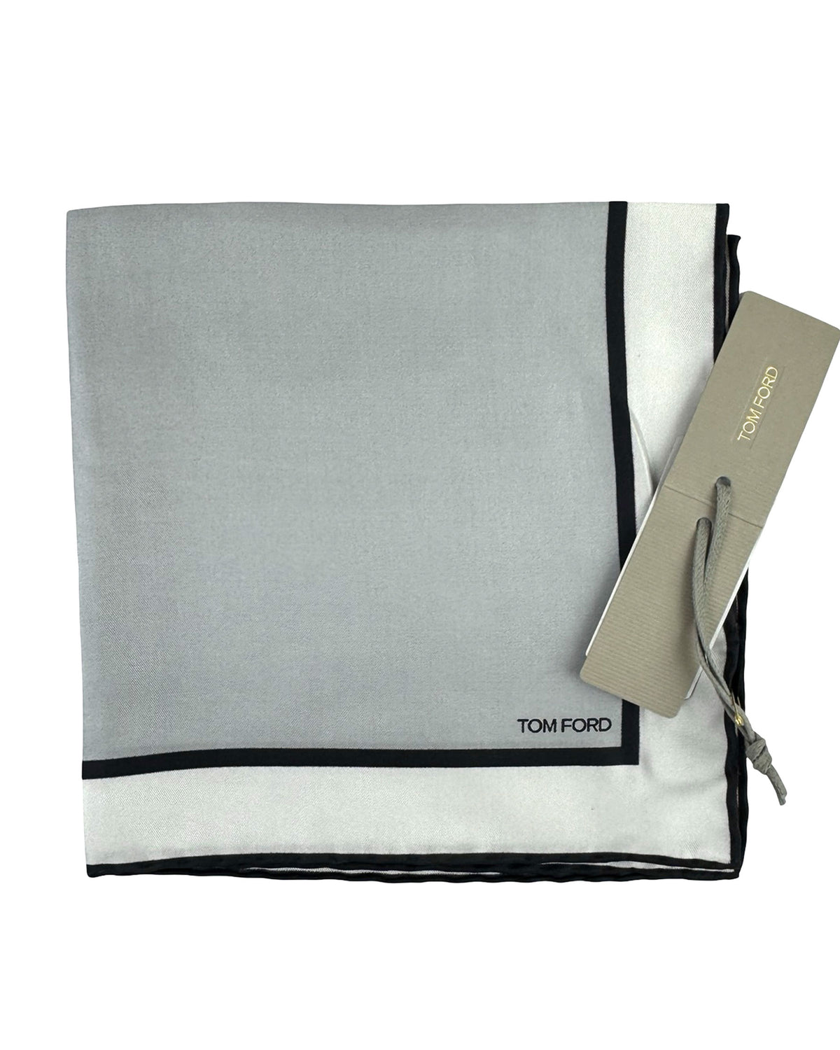 Tom Ford Silk Pocket Square Gray Black White
