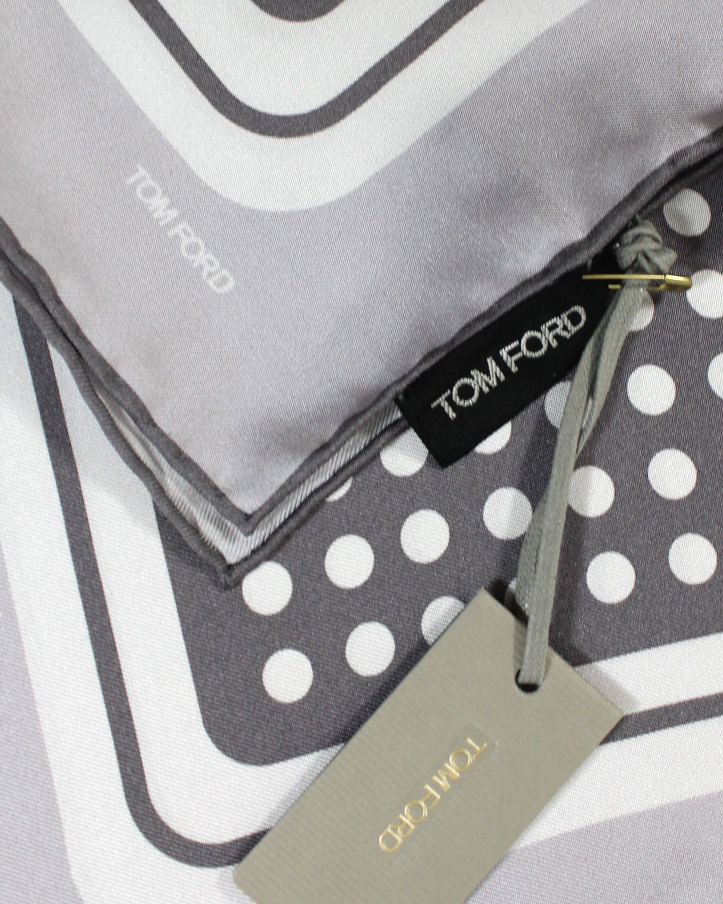 Tom Ford Silk Pocket Square Gray Dots Design