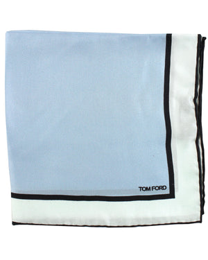 Tom Ford Silk Pocket Square Sky Blue Black Design