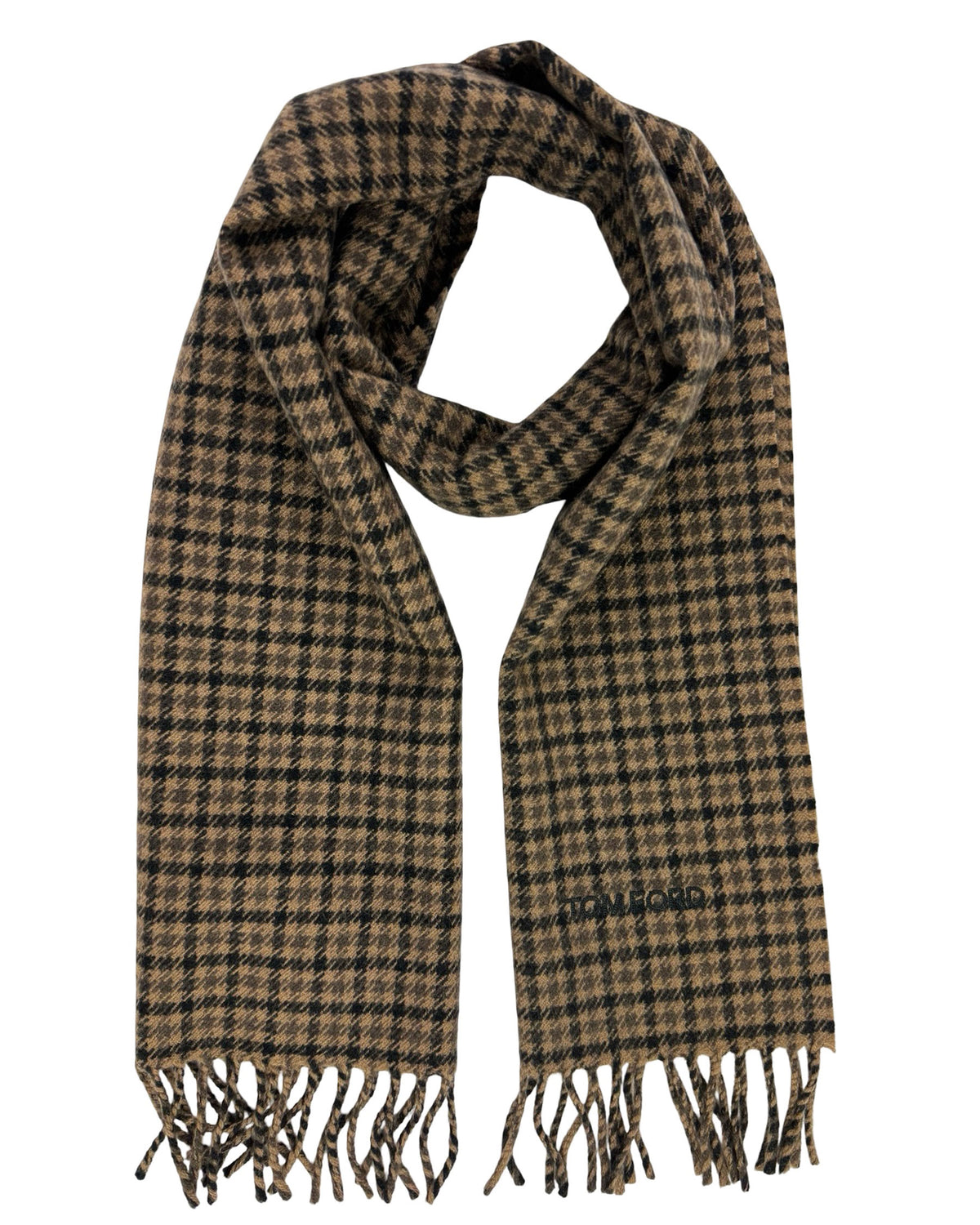 Tom Ford Scarf Brown Houndstooth 