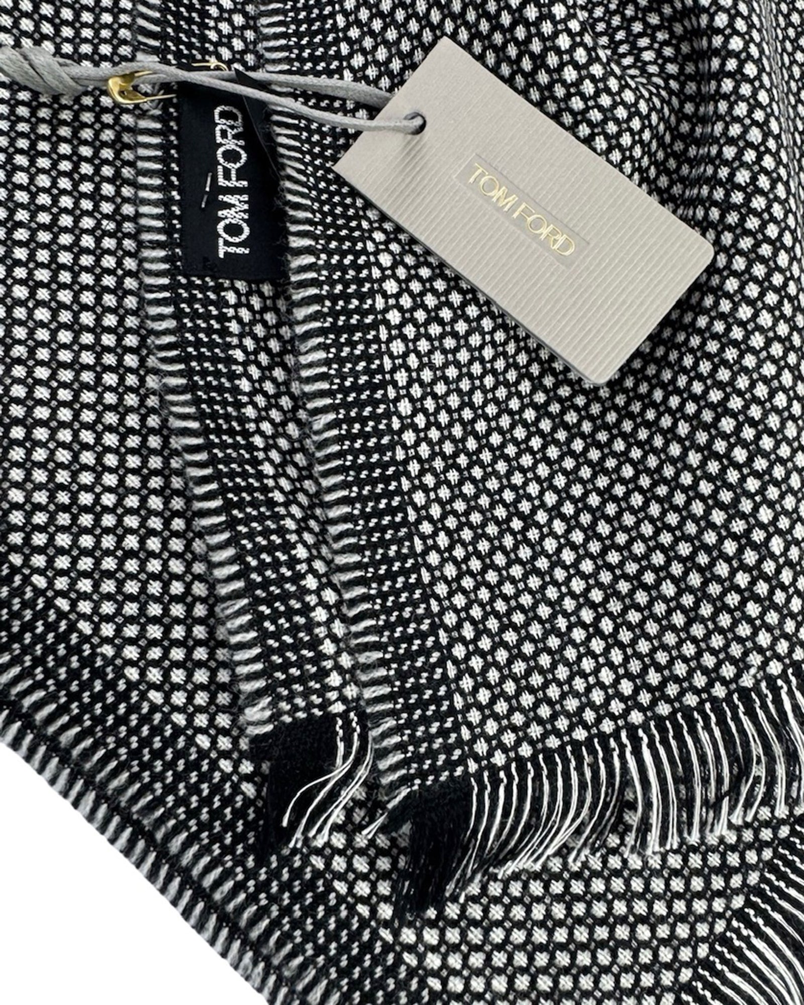 Tom Ford Scarf Black Silver - Wool Silk