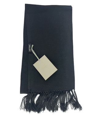 Tom Ford Scarf Black Knitted Silk Fringe