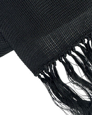 Tom Ford Scarf Black Knitted Silk Fringe