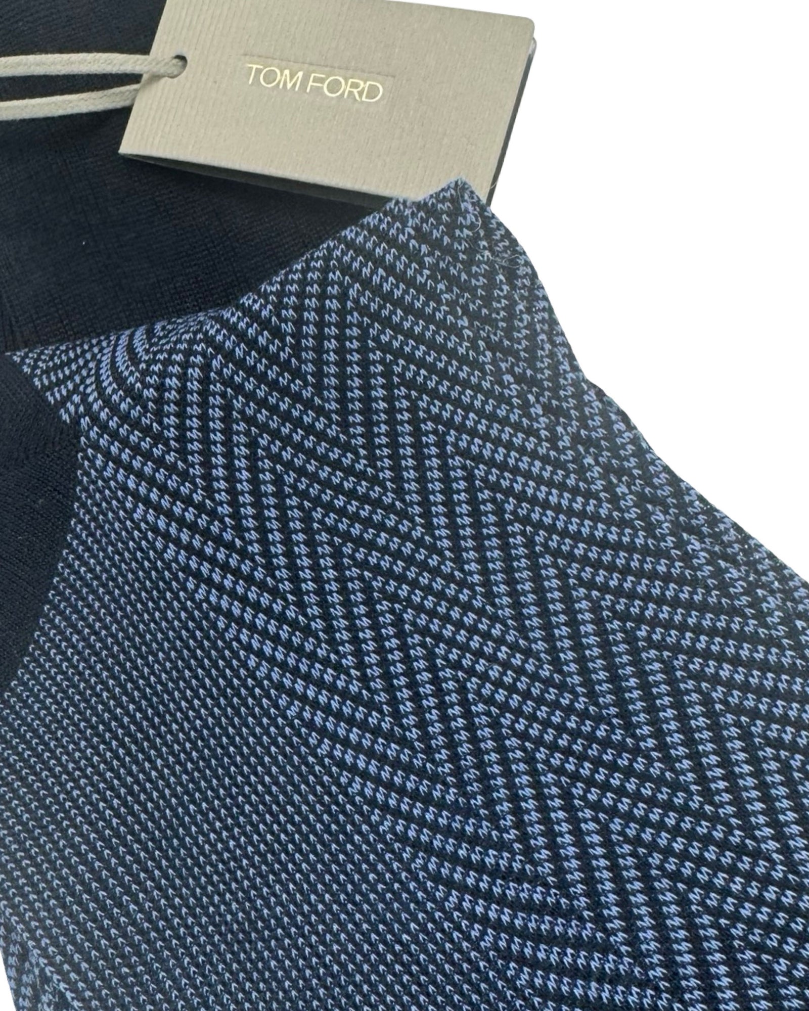 Tom Ford Midnight Blue Black Herringbone - Over The Calf 