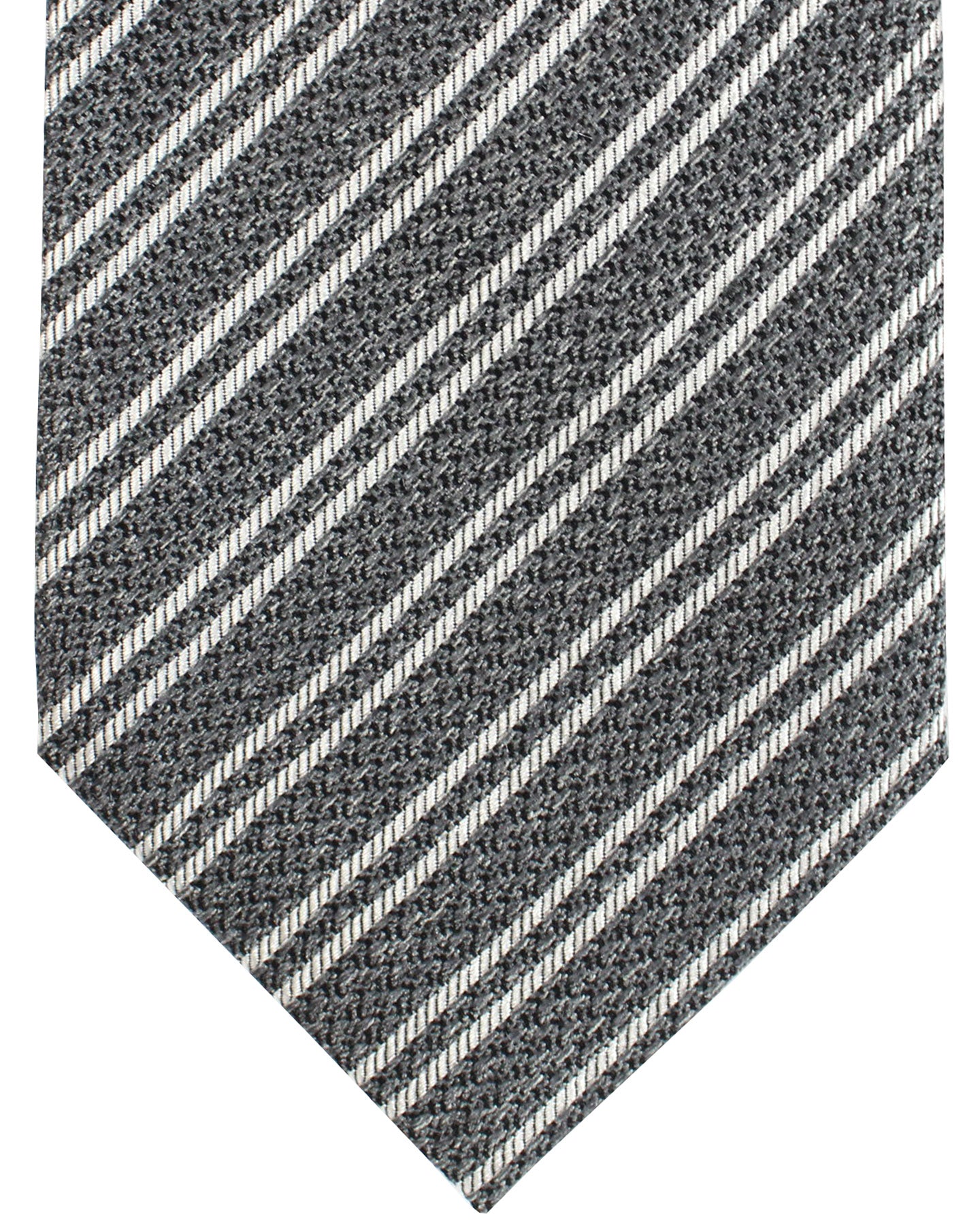 Tom Ford Silk Tie Charcoal Gray Stripes