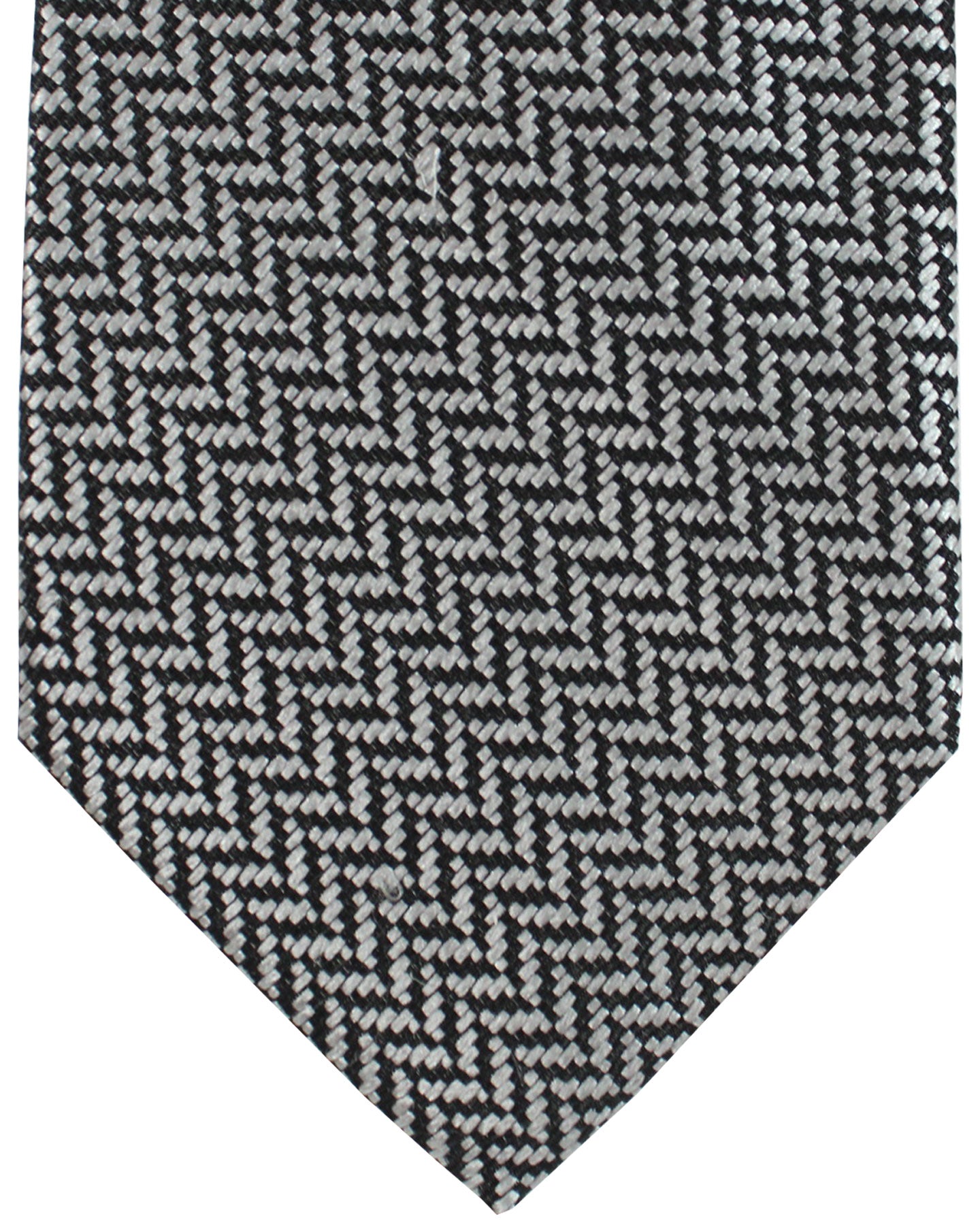 Tom Ford Silk Necktie Gray Black Herringbone