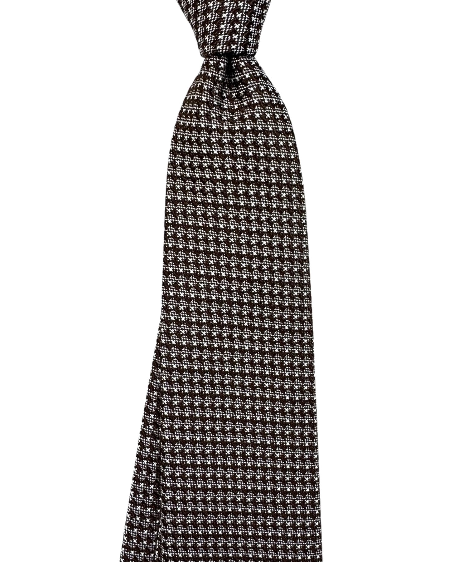 Tom Ford Tie Brown Silver Geometric
