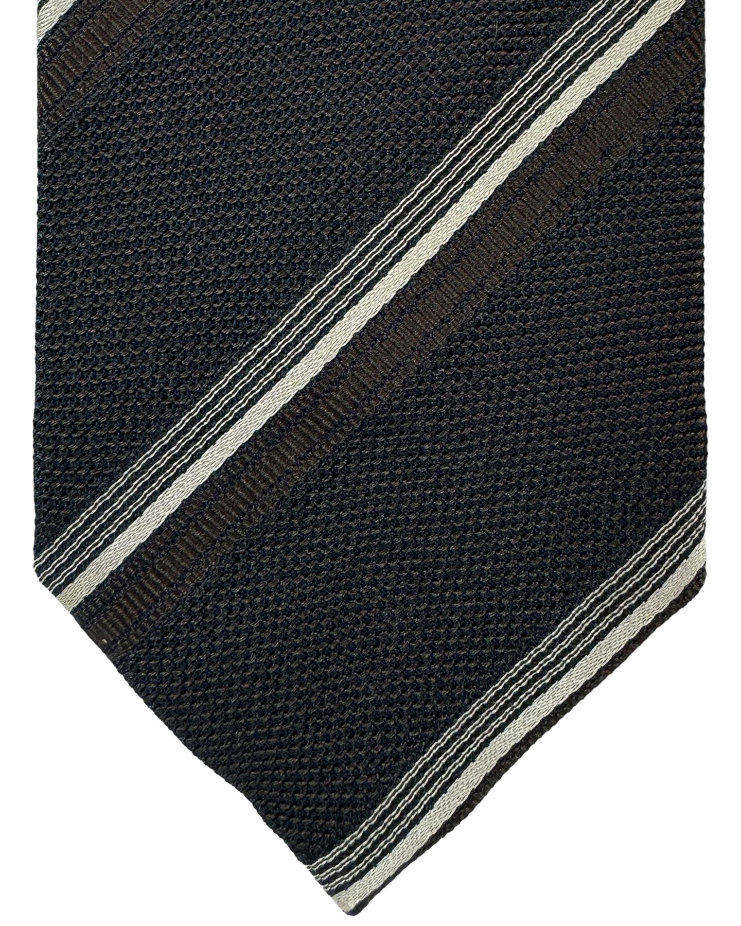 Tom Ford Tie Black Brown Silver Stripes