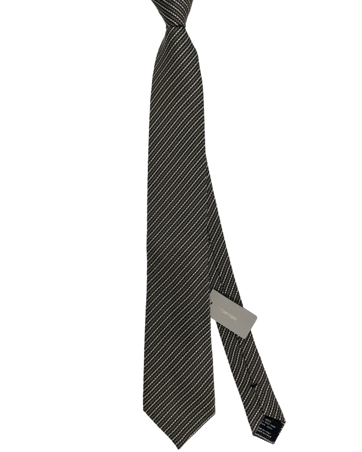 Tom Ford Tie Black Taupe Silver Stripes