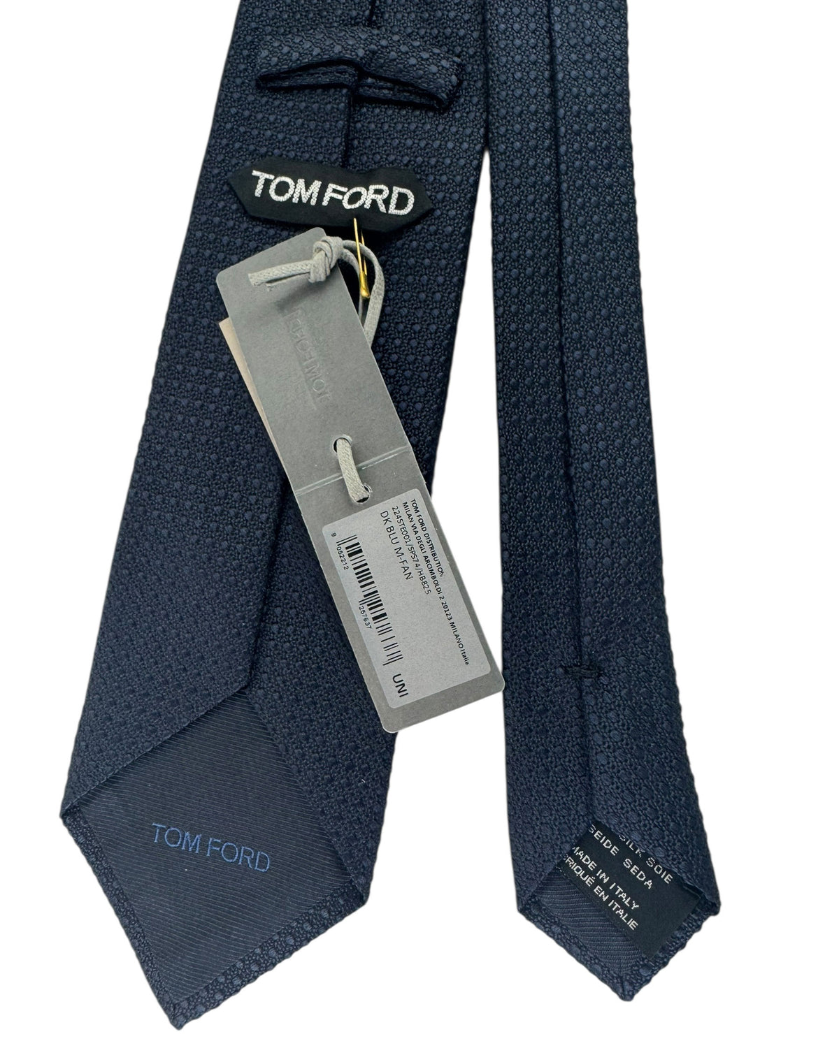 Tom Ford Silk Tie Dark Blue Tonal Pattern