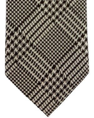 Tom Ford Silk Tie Brown Beige Check Plaid
