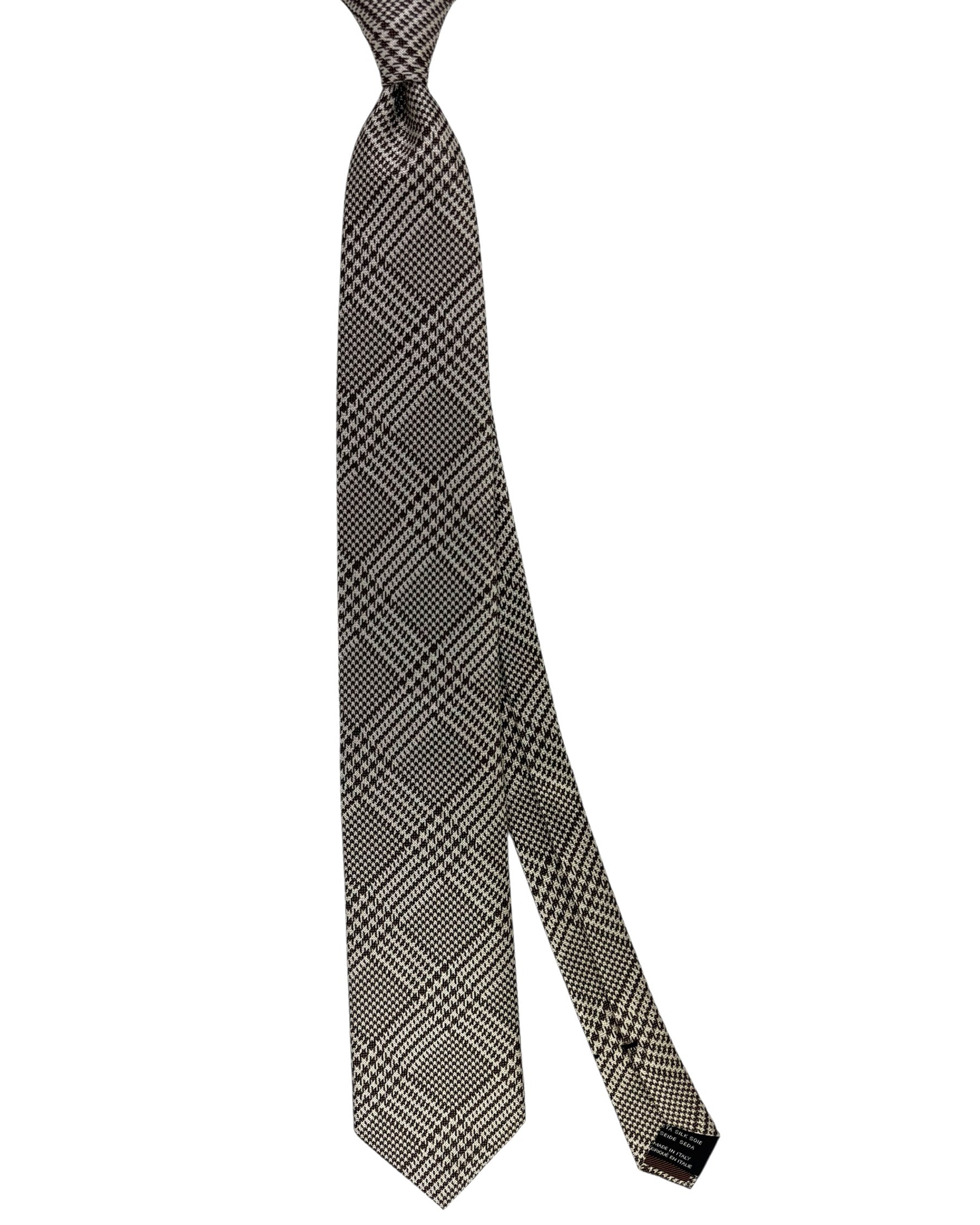 Tom Ford Silk Tie Brown Beige Check Plaid