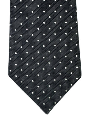 Tom Ford Silk Tie Black Silver Polka Dots 