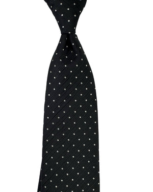Tom Ford Silk Tie Black Silver Polka Dots - Wide Necktie