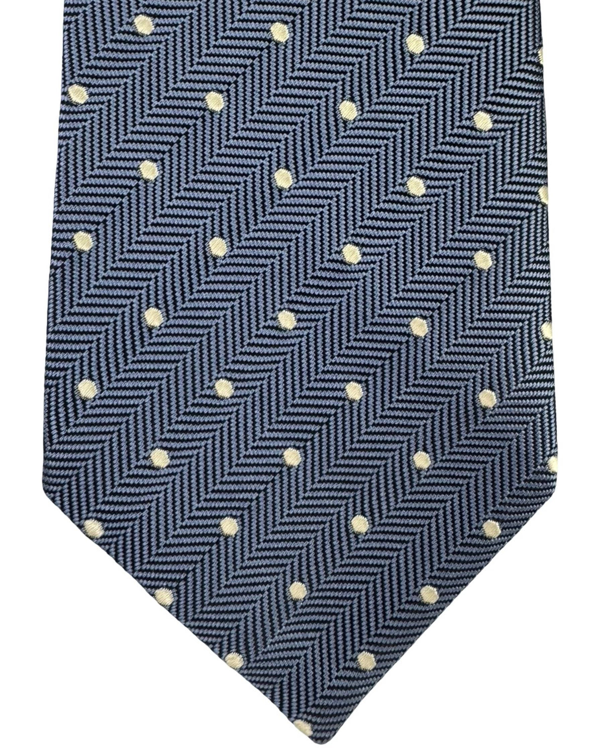 Tom Ford Silk Tie Blue Silver Polka Dots
