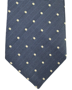 Tom Ford Silk Tie Blue Silver Polka Dots