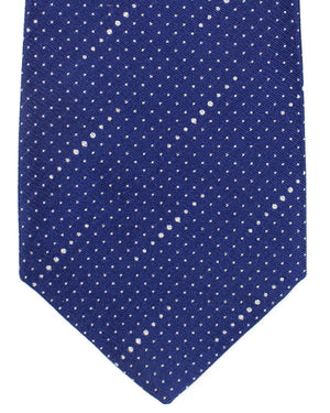 Ungaro Silk Tie Royal Blue Silver Geometric - Narrow Cut Designer Necktie