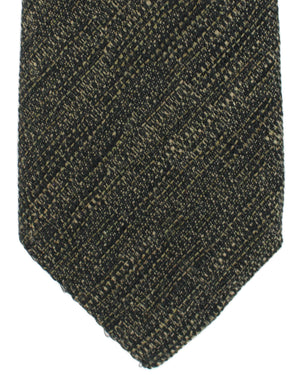 Ungaro Cotton Silk Tie Gray Green Design - Narrow Cut Designer Necktie
