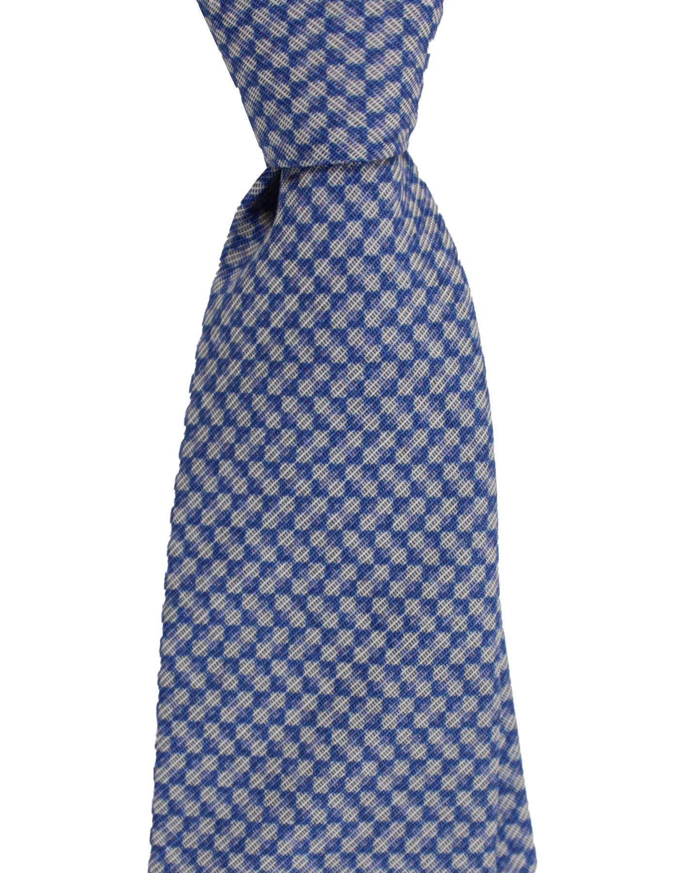 Ungaro Tie Blue Gray Geometric Design - Narrow Cut Designer Necktie
