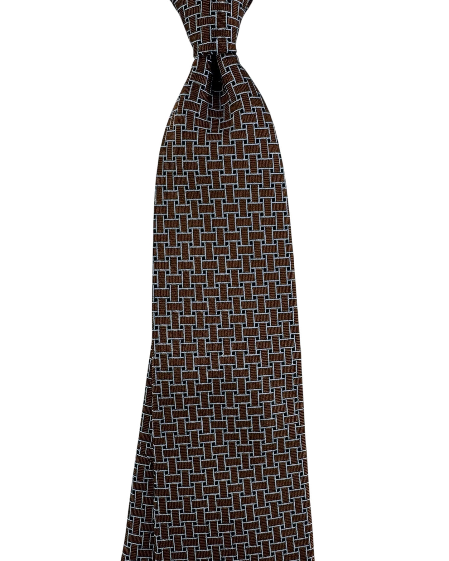 Massimo Valeri 11 Fold Tie Brown Design - Sartorial Elevenfold Necktie