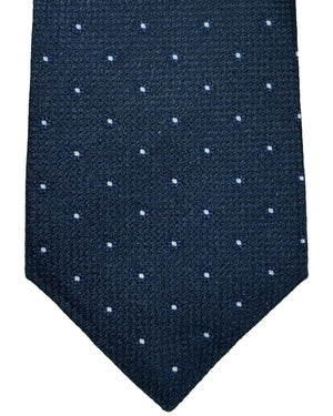 Massimo Valeri 11 Fold Tie Midnight Blue Black Silver Micro Dots - Elevenfold Necktie