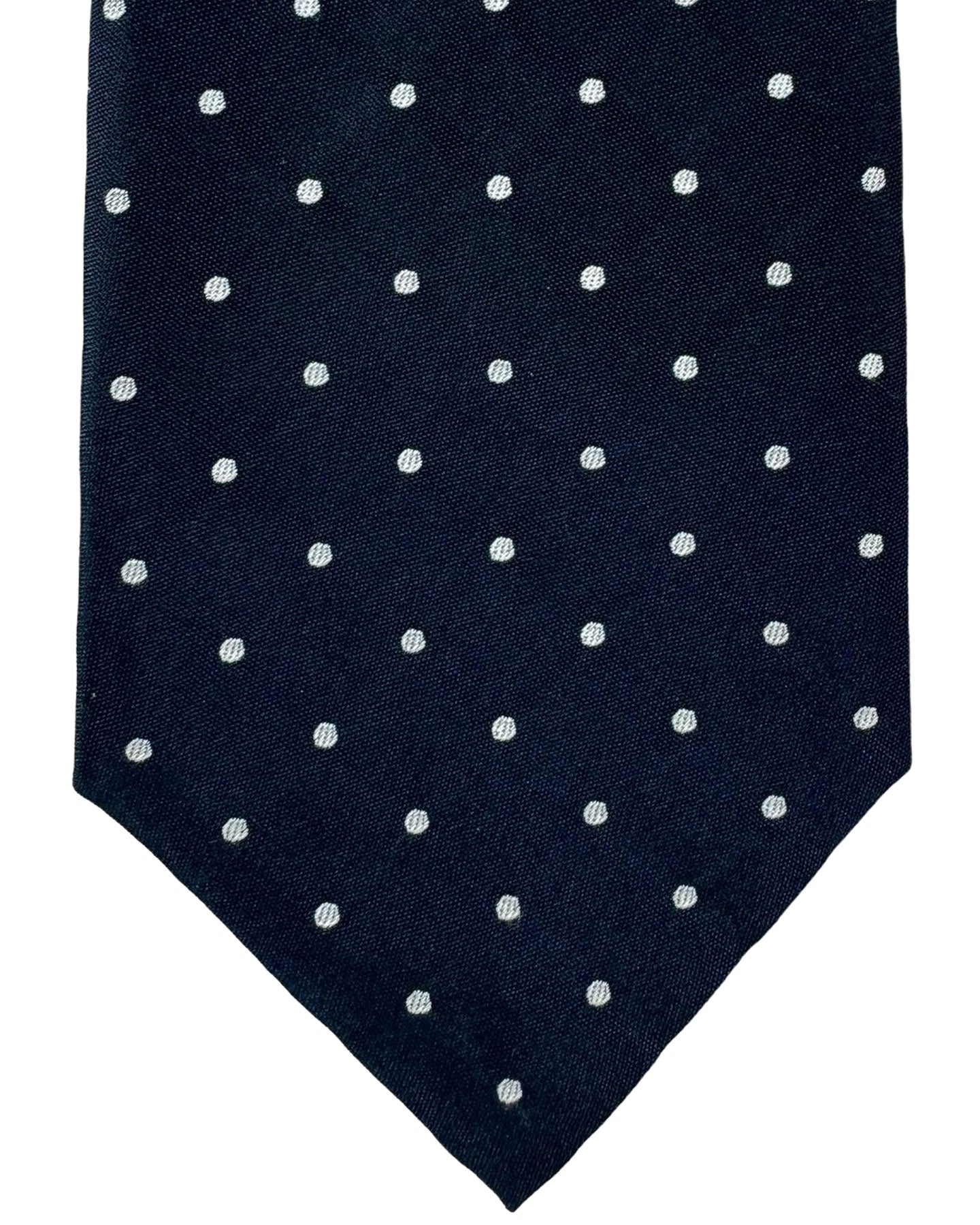 Massimo Valeri 11 Fold Tie Midnight Blue Black Silver Mini Geometric - Elevenfold Necktie