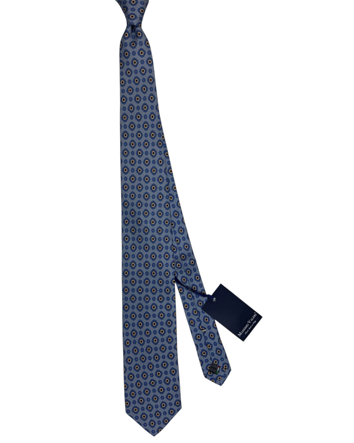 Massimo Valeri Extra Long Tie Gray Medallion Design