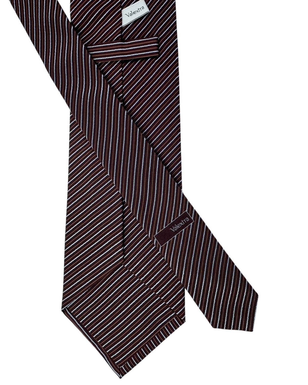 New Valextra Silk Tie Maroon Stripes 