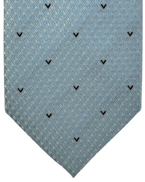 Valextra Silk Tie Sky Blue Design - Luxury Wide Necktie
