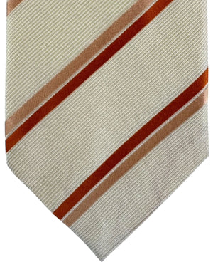 Valextra Silk Tie Peach Cream Stripes - Wide Necktie CYBER MONDAY SALE