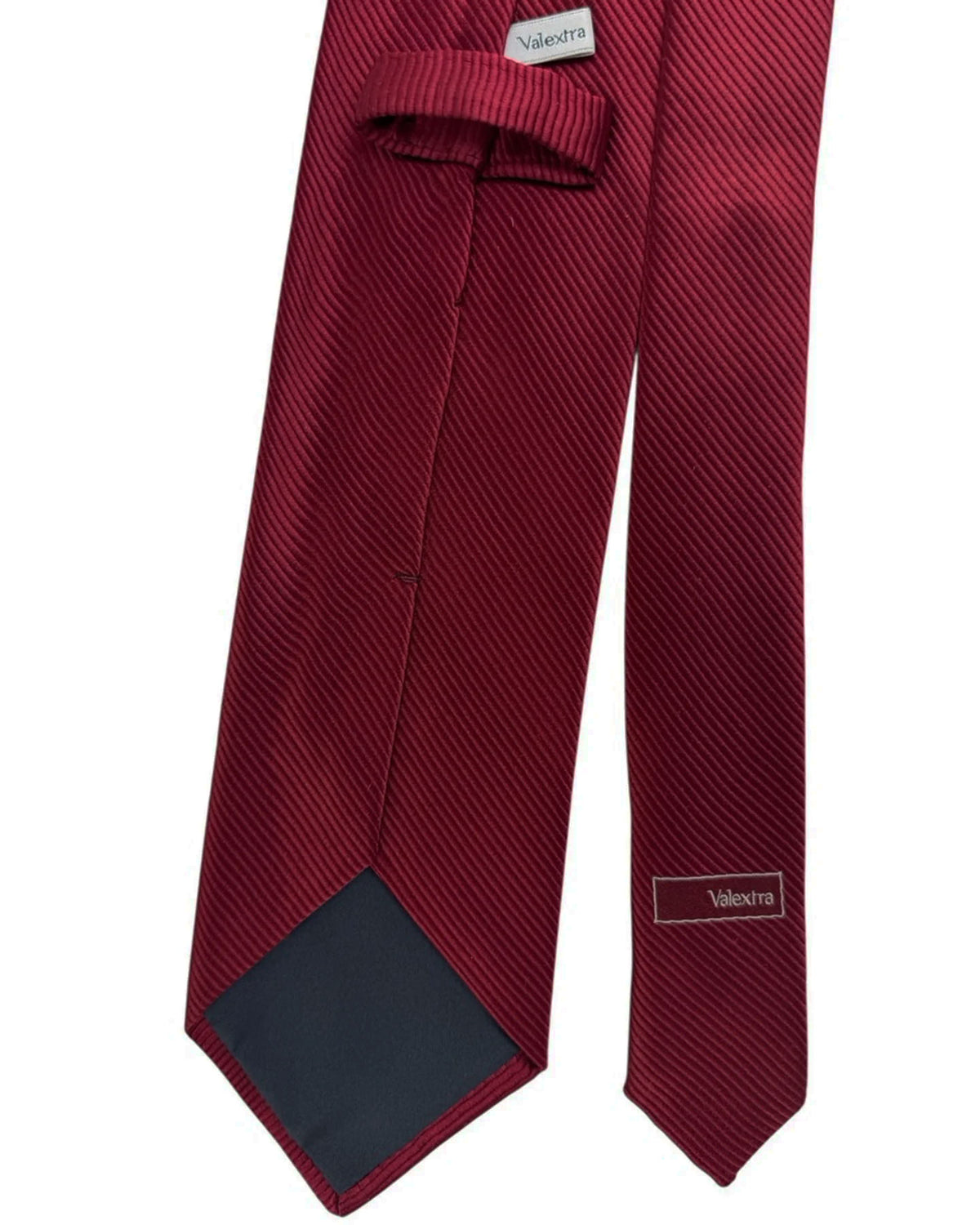 Valextra Silk Tie Solid Maroon Grosgrain - Wide Necktie