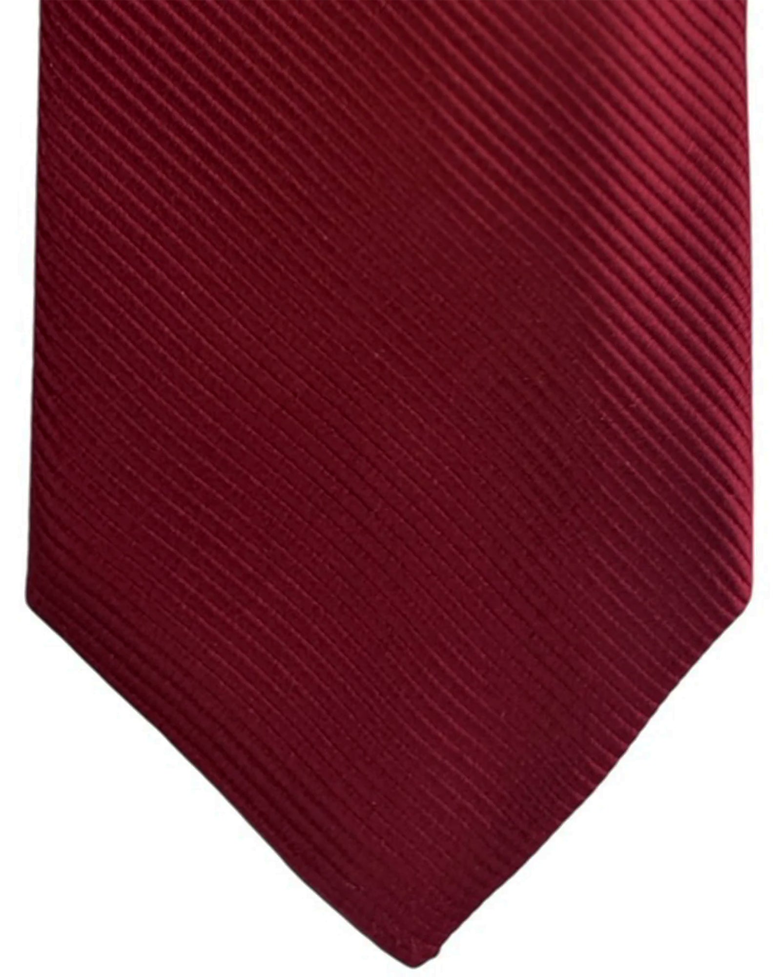 Valextra Silk Tie Solid Maroon Grosgrain - Wide Necktie
