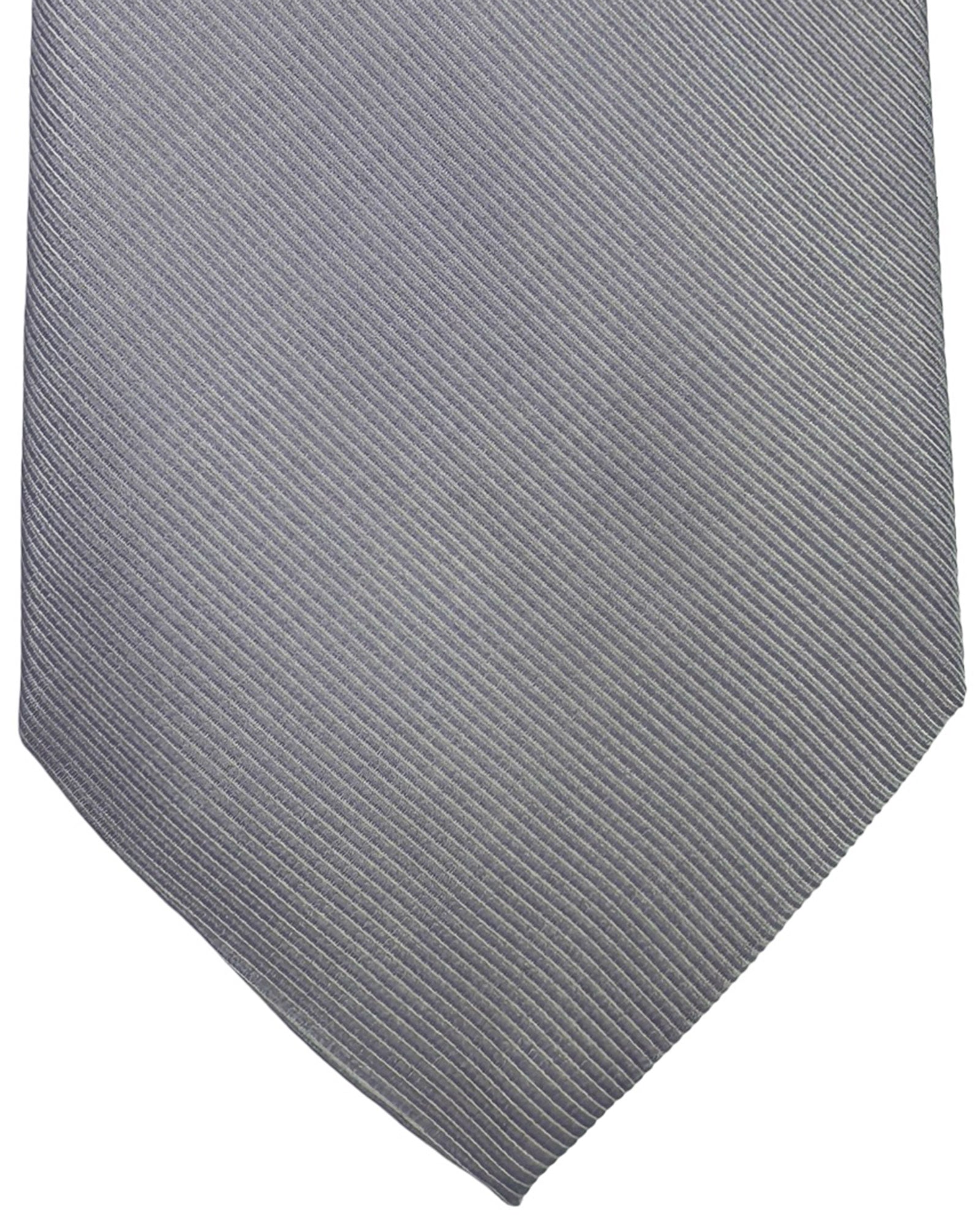 Valextra Silk Tie Lilac Gray Grosgrain - Wide Necktie