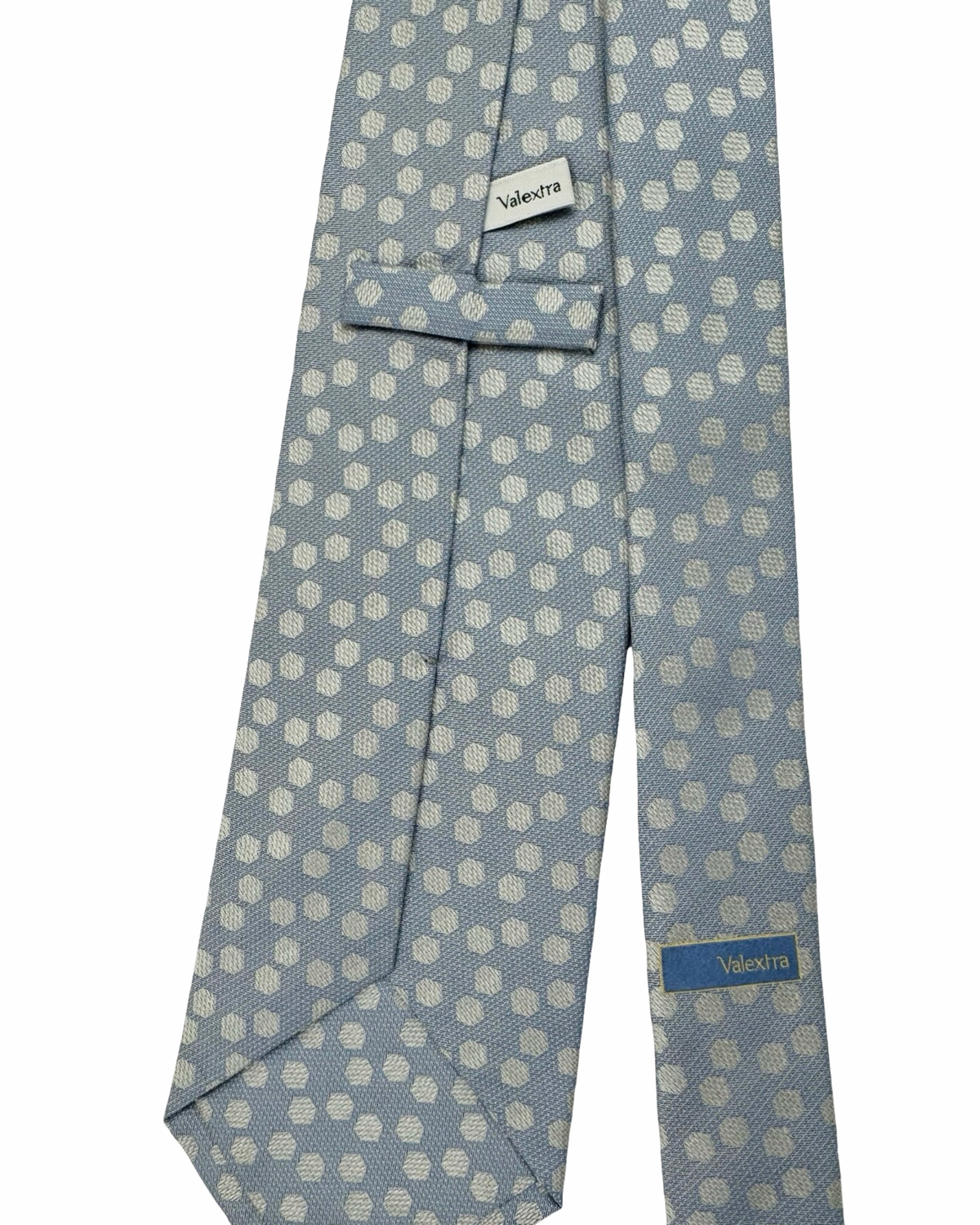 Valextra Silk Tie Blue Silver Hexagon Design - Wide Necktie FINAL SALE