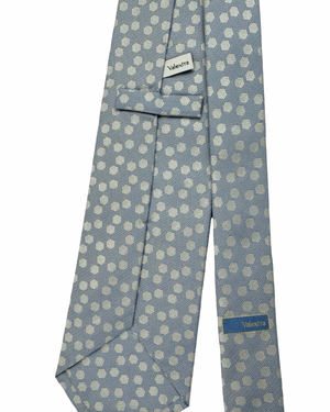 Valextra Silk Tie Blue Silver Hexagon Design - Wide Necktie FINAL SALE