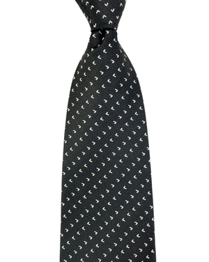 Valextra Silk Tie Black Silver Arrows - Wide Necktie