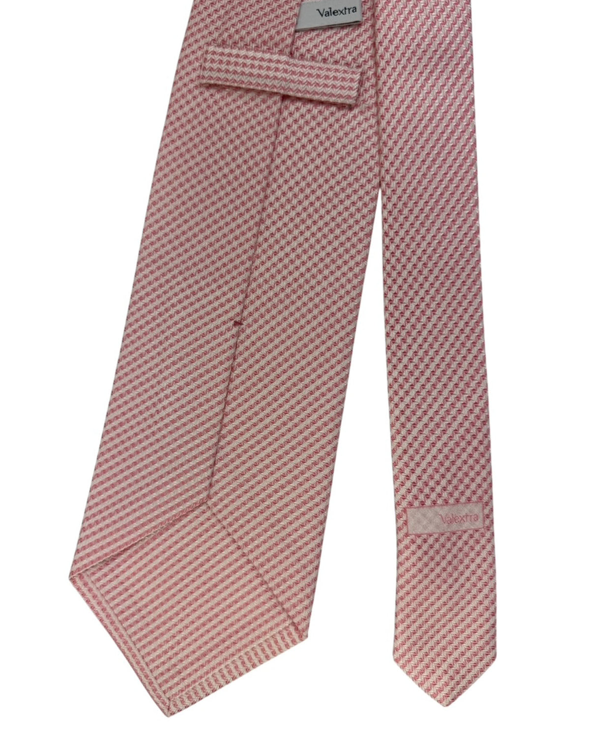 Valextra Silk Tie Pink And White Micro-Check Textured - Wide Necktie