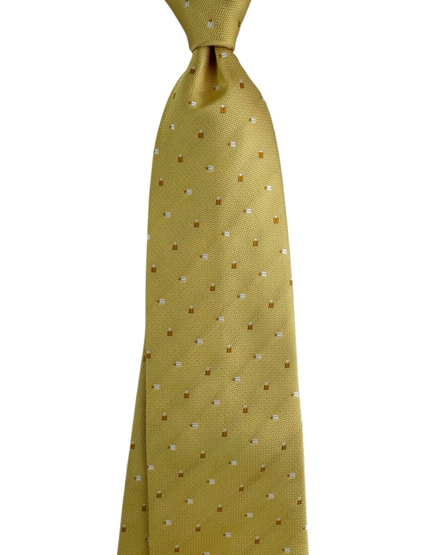 Valextra Silk Tie Yellow Design - Wide Necktie