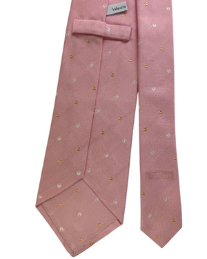 Valextra Silk Pink Polka Dot Design - Wide Necktie
