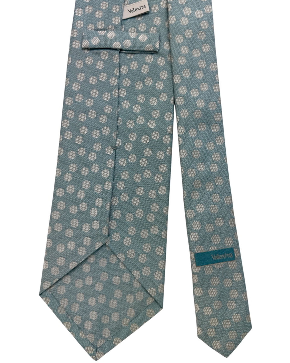 Valextra Silk Tie Blue Gray Silver Hexagon Design - Wide Necktie SALE