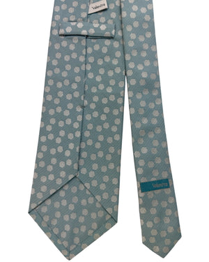 Valextra Silk Tie Blue Gray Silver Hexagon Design - Wide Necktie SALE