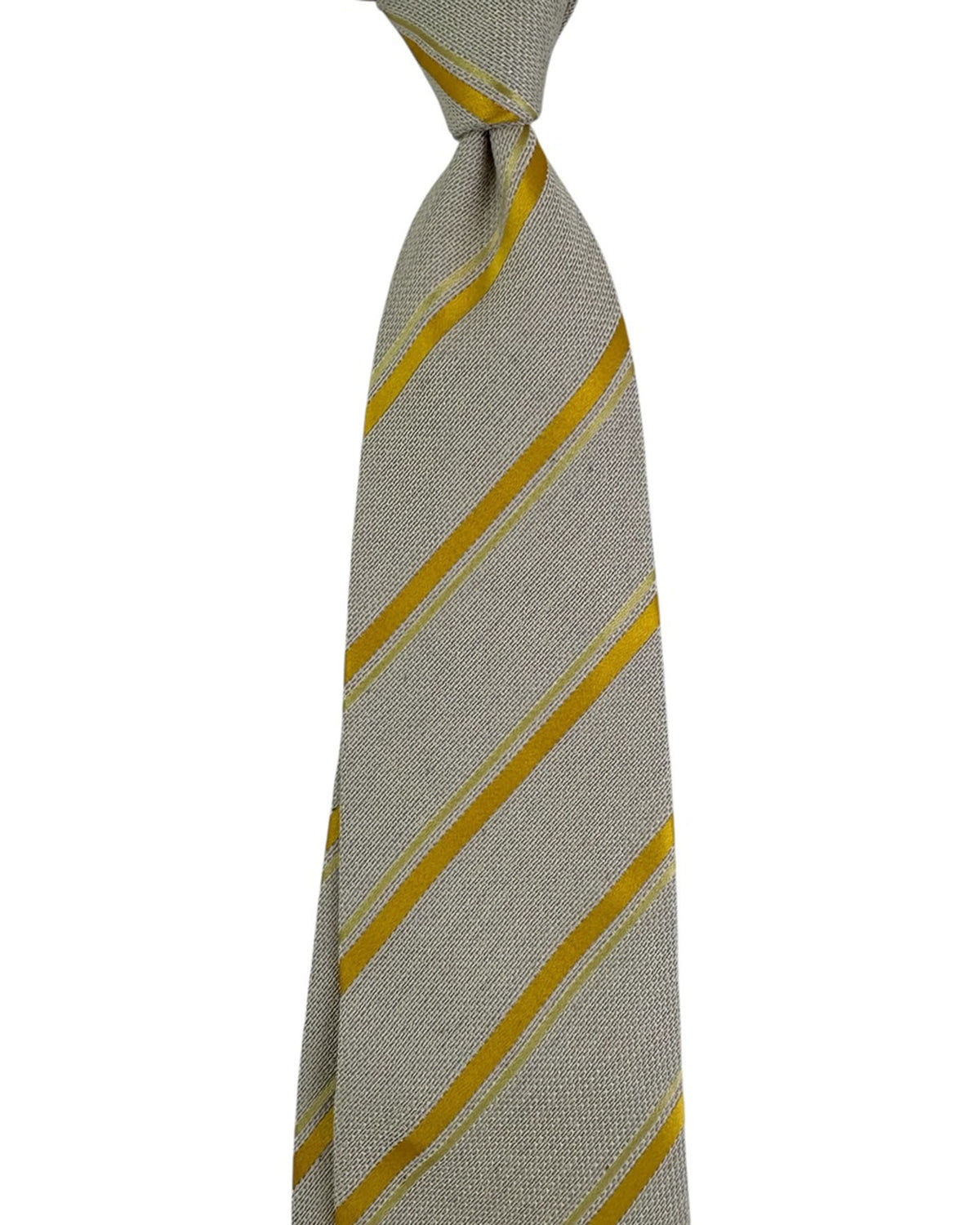 Valextra Silk Tie Gray Olive-Gold Stripes - Wide Necktie FINAL SALE
